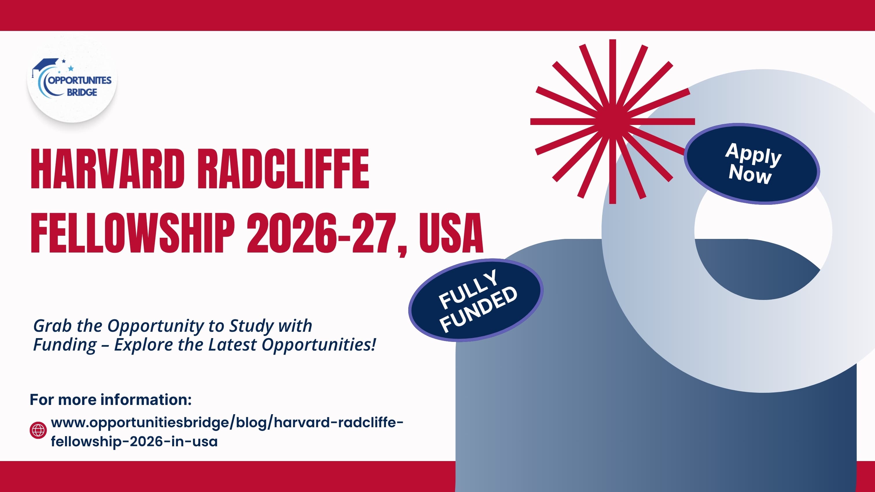 Harvard Radcliffe Fellowship 2026–27, USA | Fully Funded One-Year Residency at Harvard